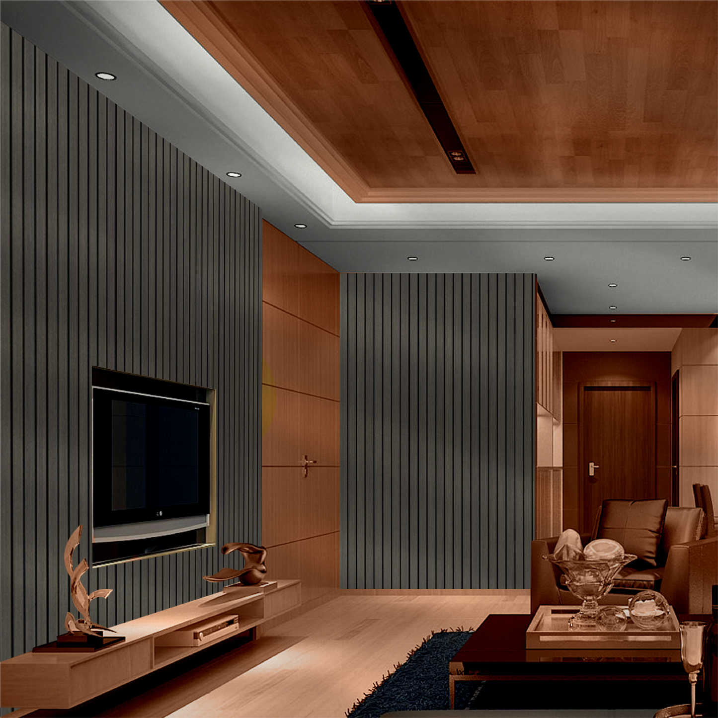 Wooden Acoustic Wall Panels 2400mmx600mm - Grey