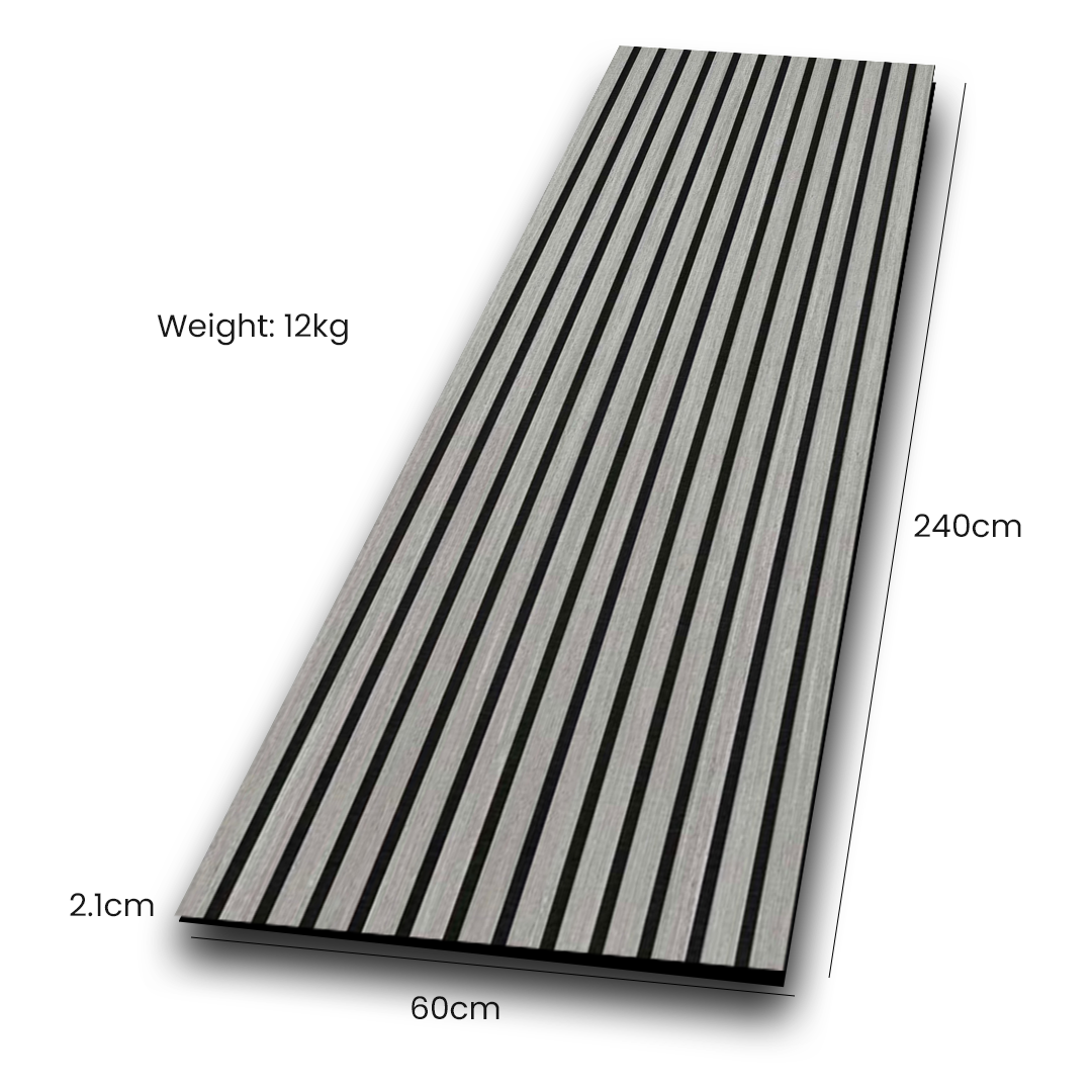 Wooden Acoustic Wall Panels 2400mmx600mm - Silver Walnut
