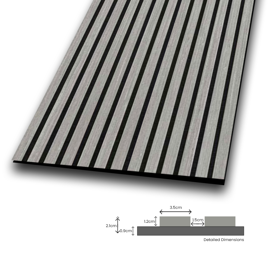 Wooden Acoustic Wall Panels 2400mmx600mm - Silver Walnut