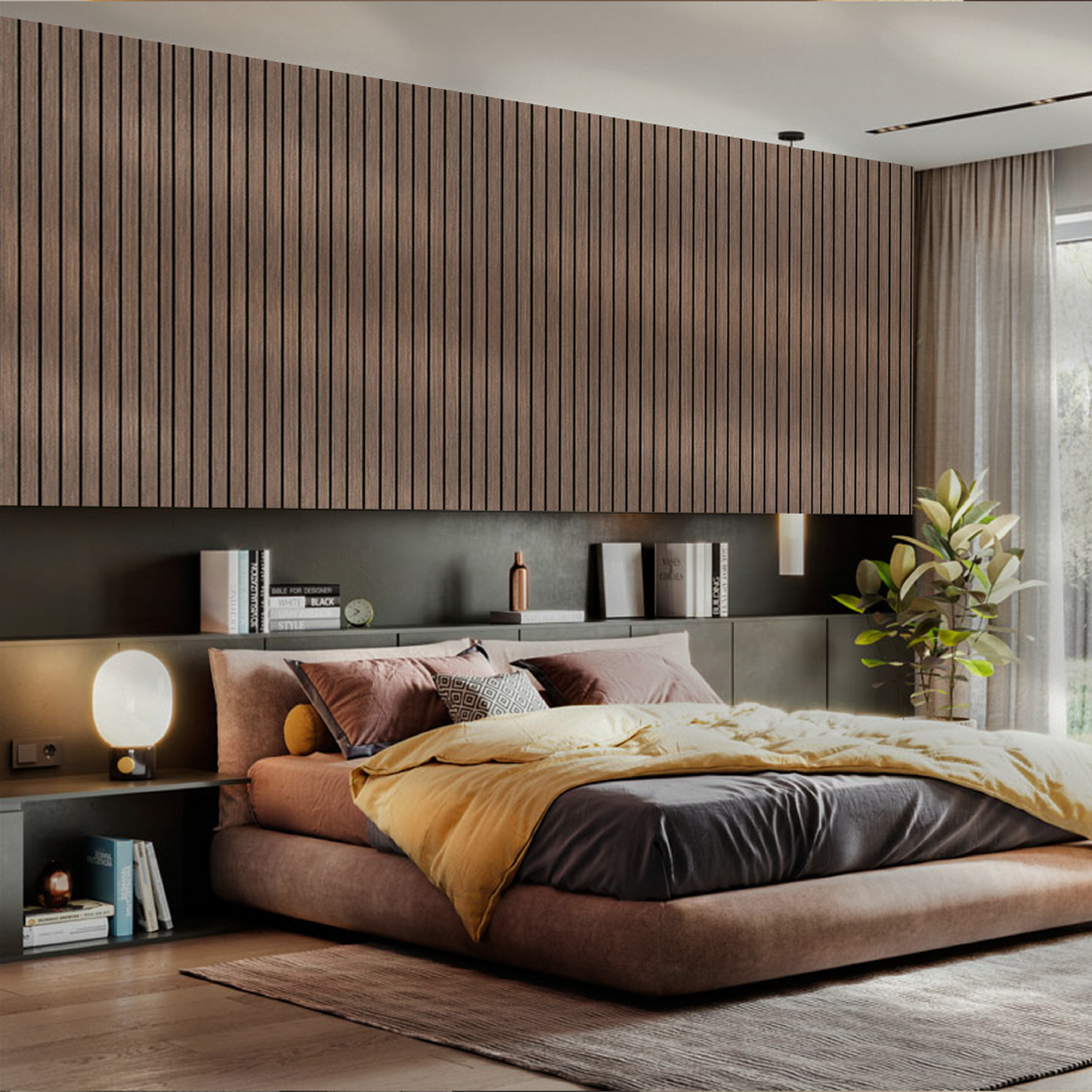 Wooden Acoustic Wall Panels 2400mmx600mm - Walnut