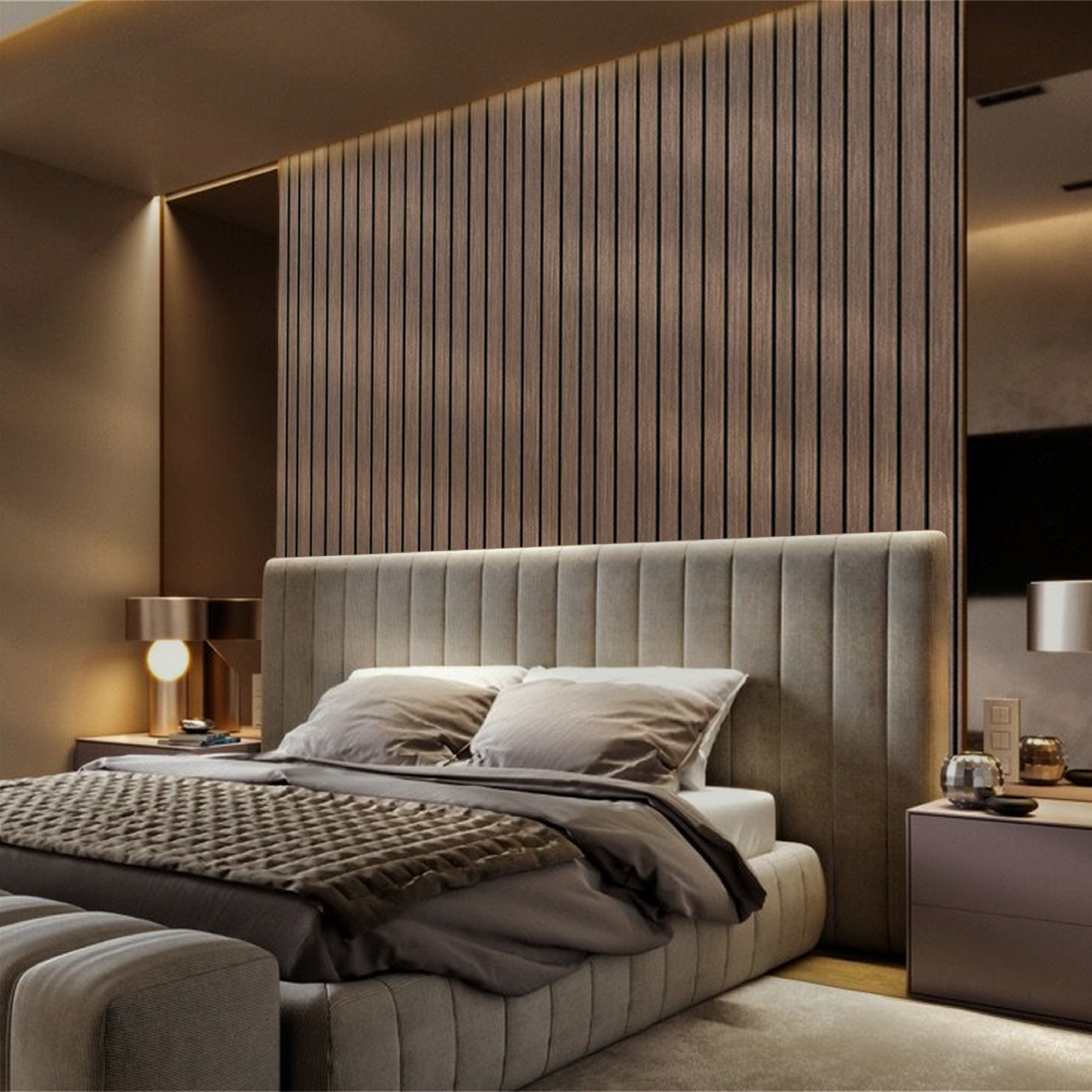 Wooden Acoustic Wall Panels 2400mmx600mm - Walnut