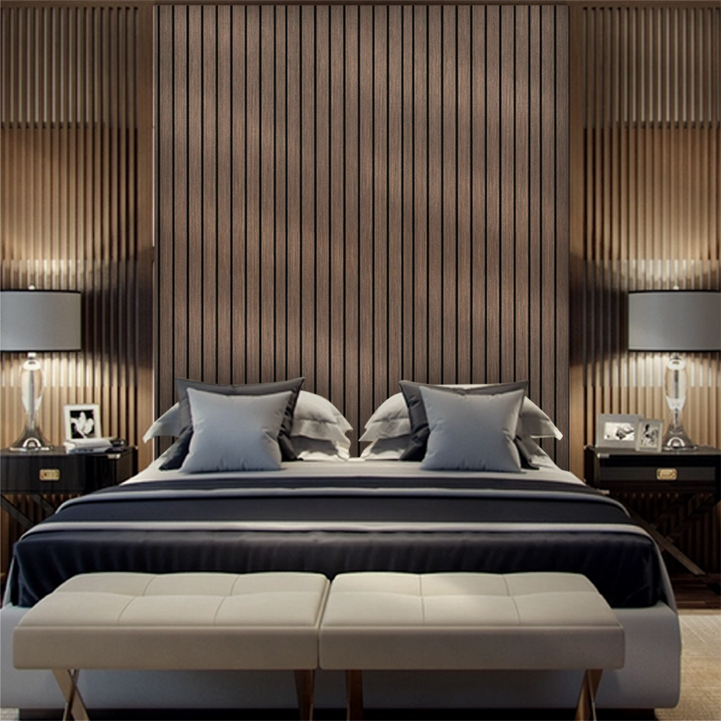 Wooden Acoustic Wall Panels 2400mmx600mm - Walnut