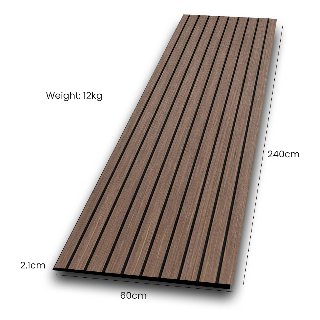 Wooden Acoustic Wall Panels 2400mmx600mm - Walnut