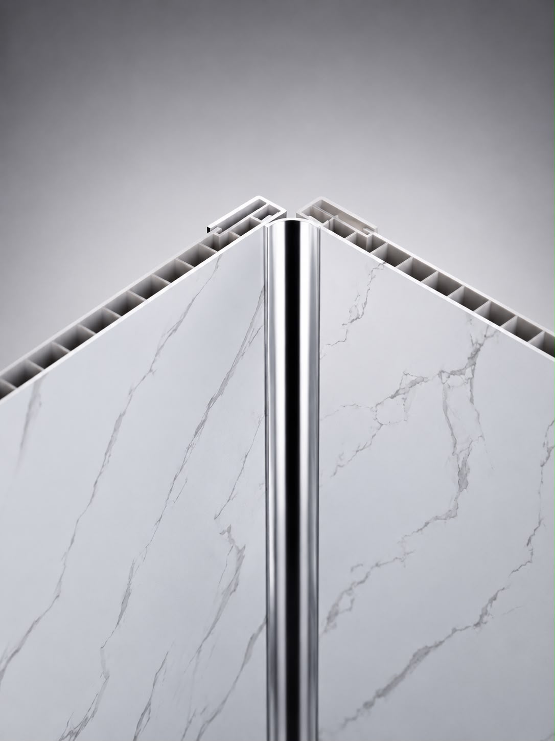 8mm Silver Internal Corner Trim for Shower Panels (2.4m)
