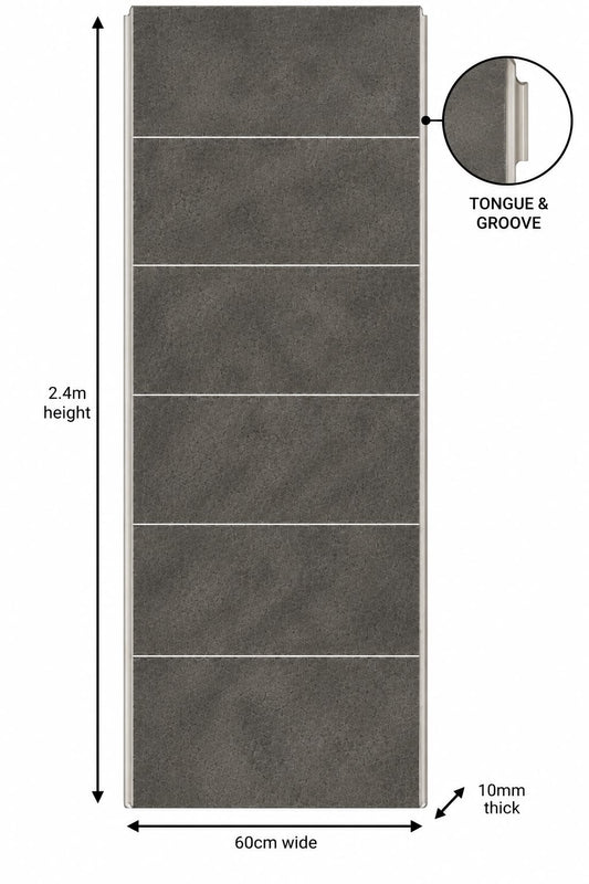 Dark Grey Marble Matt Tile Effect Shower Wall Panel | 2.4m x 1m | 10mm PVC Tongue and Groove