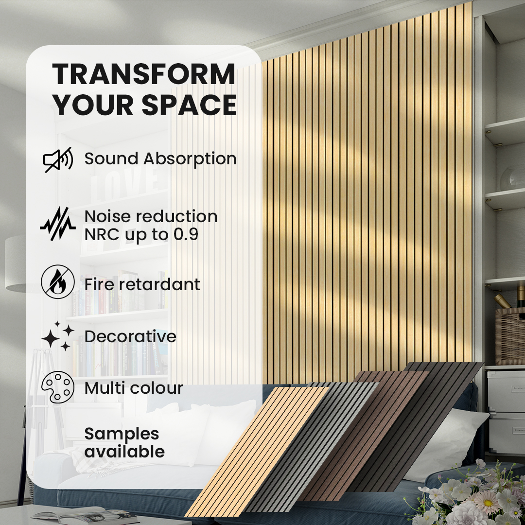 Wooden Acoustic Wall Panels 2400mmx600mm - Oak