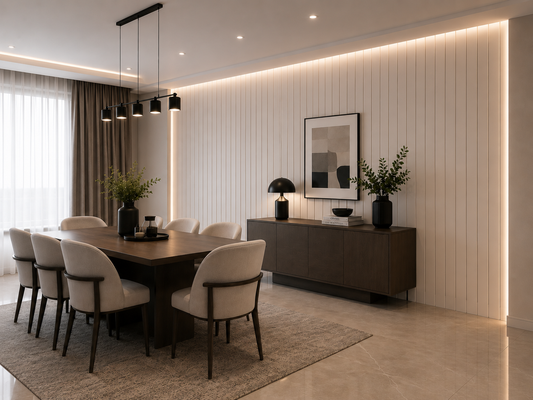 White PVC acoustic slat wall panel — slat texture and finish detail