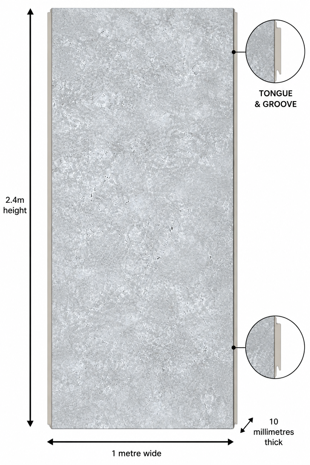 Matt concrete panel dimensions diagram